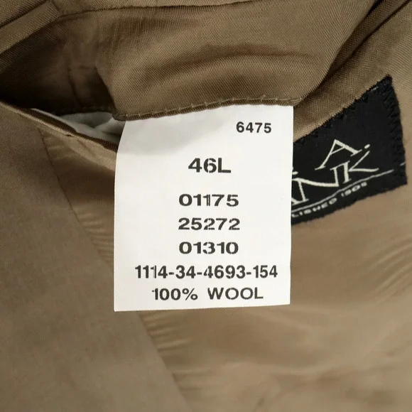 Jos A Bank Sport Coat Mens 46L Beige Tan Wool Jacket Two Button Lined
